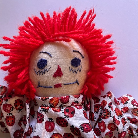 Handmade Raggedy Ann and Andy doll set embroidered face cloth vintage decor prop - Picture 2 of 12